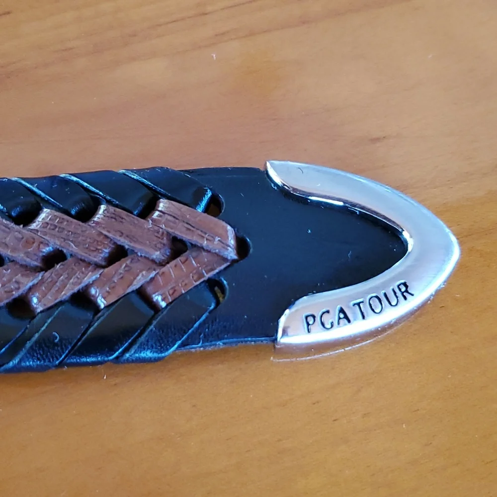 PGA Tour Leather Braided Belt Size 38
